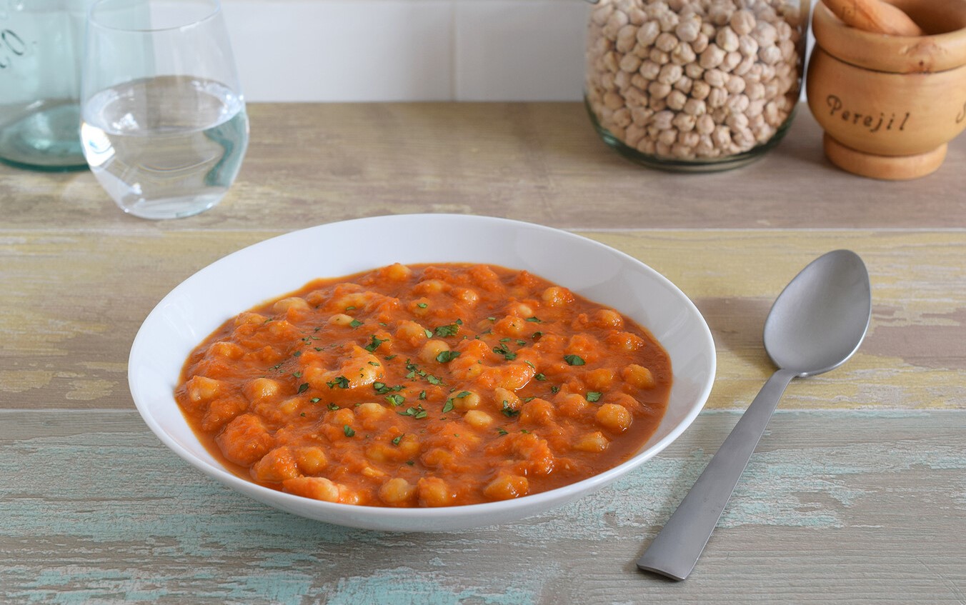 Receta de garbanzos con langostinos